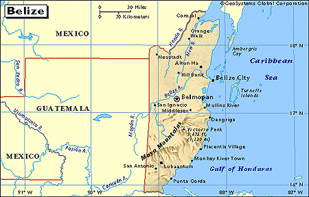 map of Belize