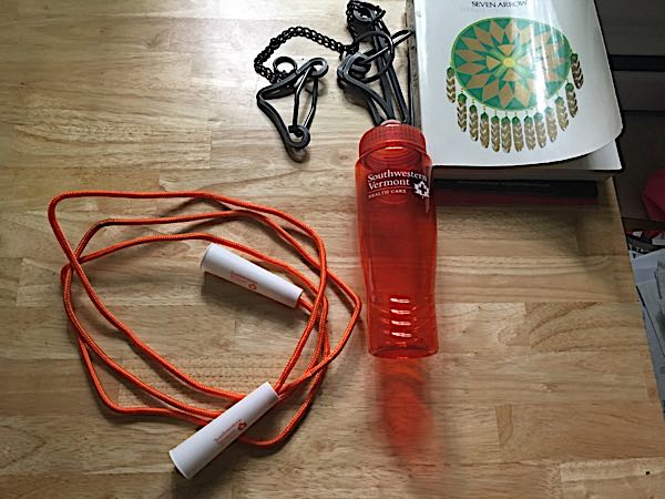 Jump rope and water bottle