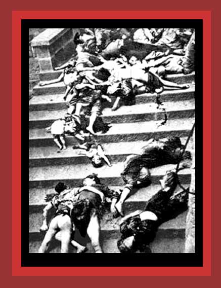 Nanking bodies spread across steps