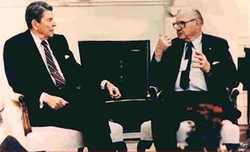 Roy Brewer briefs Presiden Reagan on scalar weapons